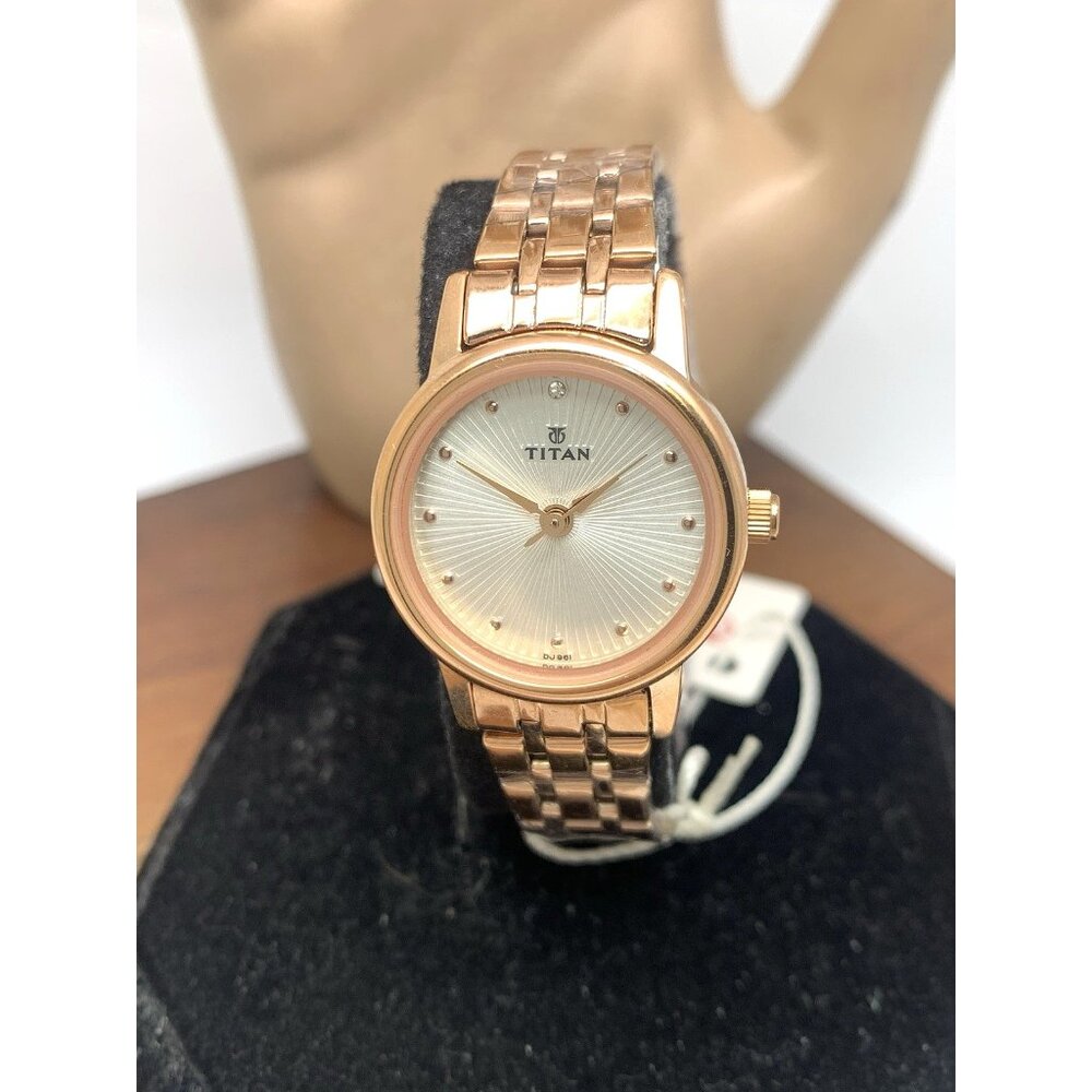 Titan Women's Watch NS2593WM01 Quartz Silver Dial Rose Gold Stainless Steel 25mm